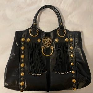Gucci Fringe Babouska Hysteria Large Leather tote black perfect condition $589